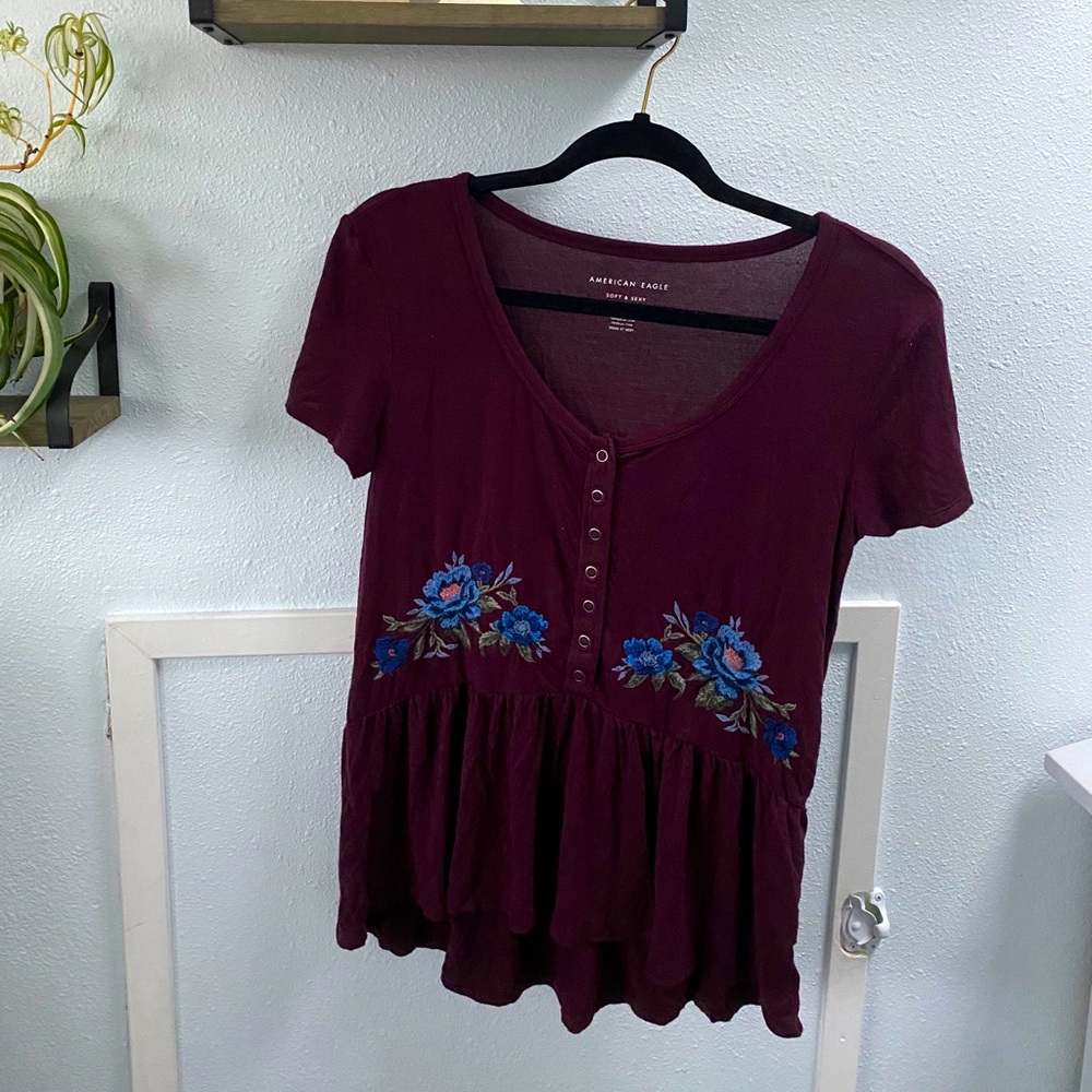 Embroidered Soft & Sexy Top 🍄